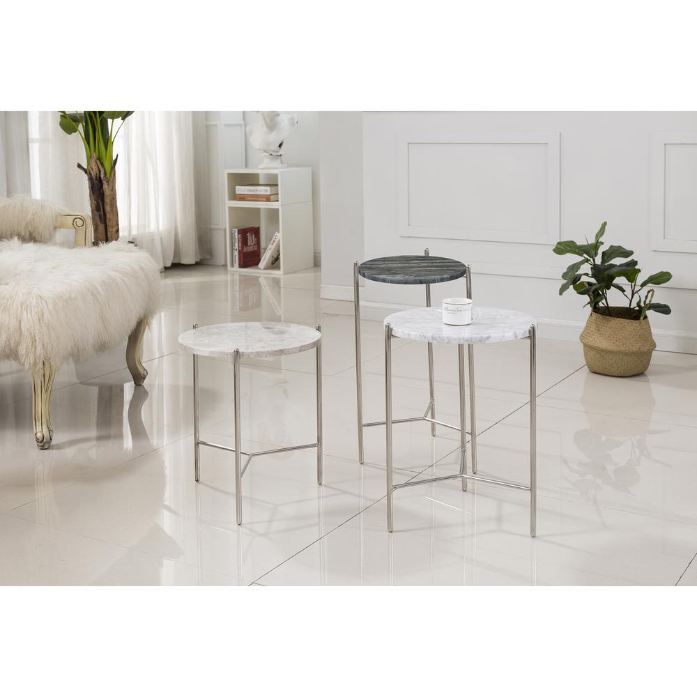 Bolt End Table 18" White Marble Top. Picture 2