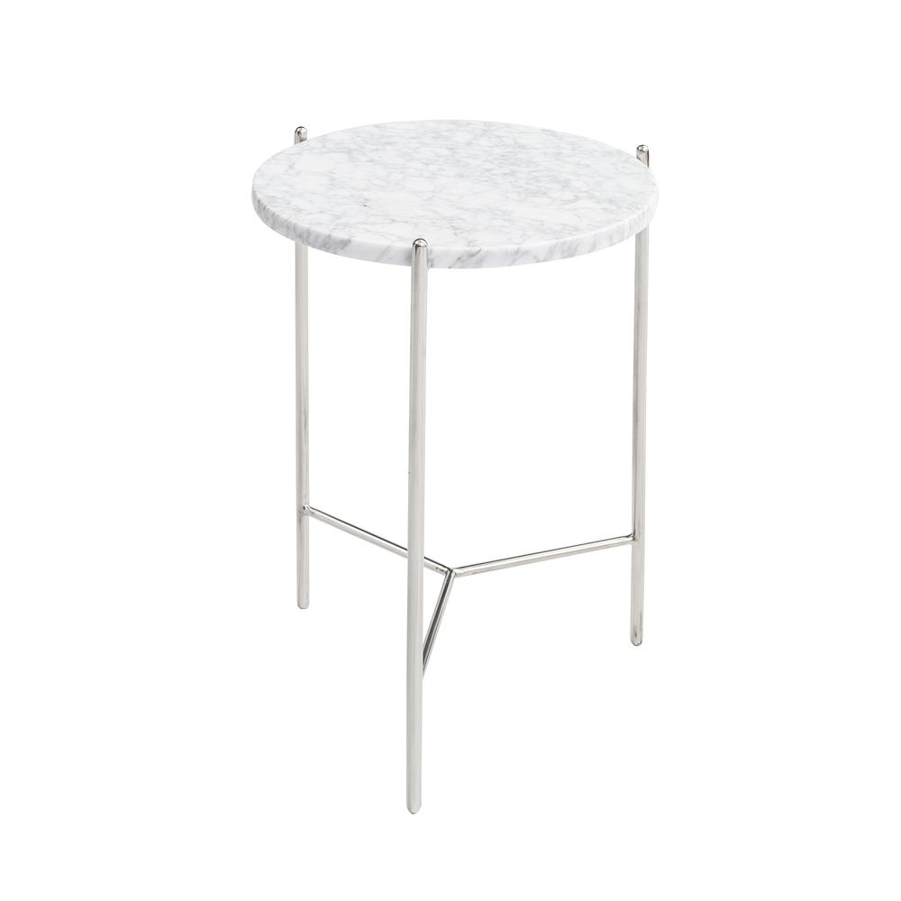 Bolt End Table 21" White Marble Top. Picture 1