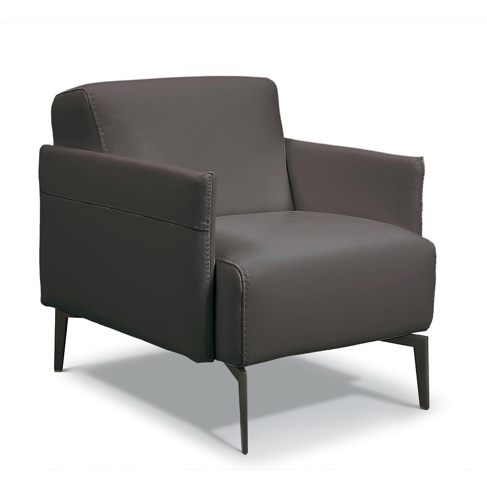 Eros Accent Chair Leather DARK GREY. Picture 1