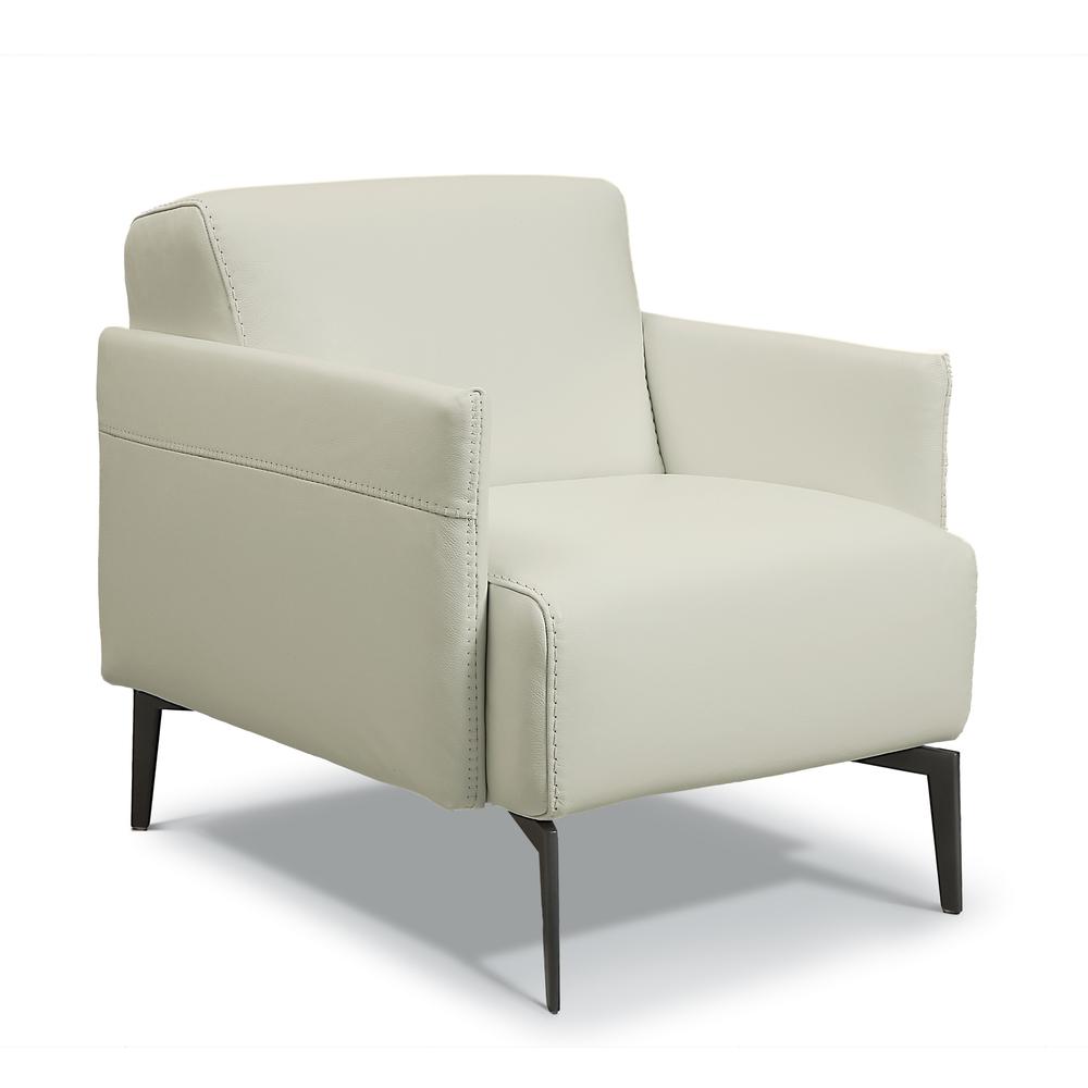 Eros Accent Chair Leather LIGHT GREY. Picture 1