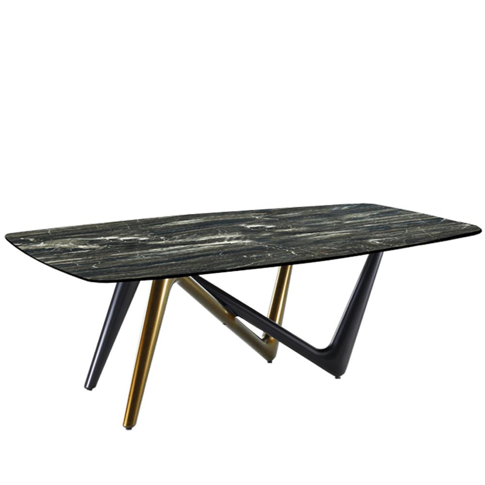 Esse Dining Table Bronze and Titanium Base with Brazilian Green Ceramic Top. Picture 1