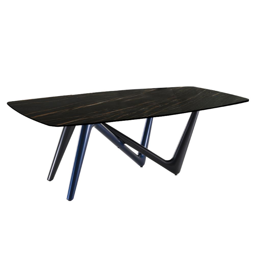 Esse Dining Table Grey and Blue Base with Noir Desir Ceramic Top. Picture 2