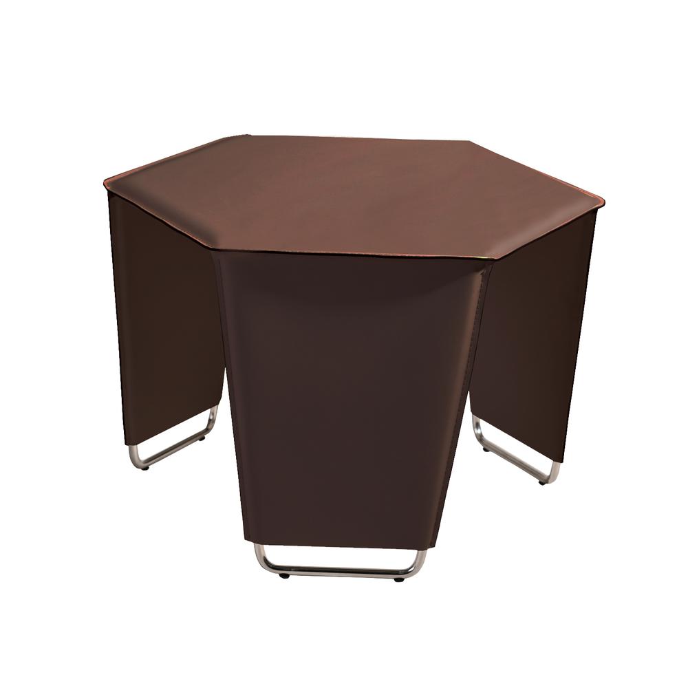End table Leather upholstry with chrome legs Brown. Picture 1