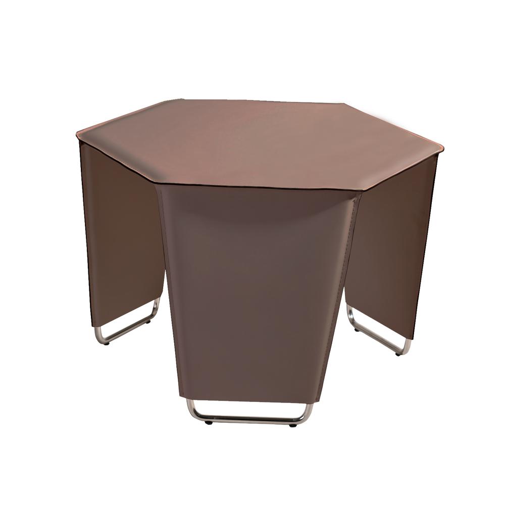 End table Leather upholstry with chrome legs Taupe. Picture 1