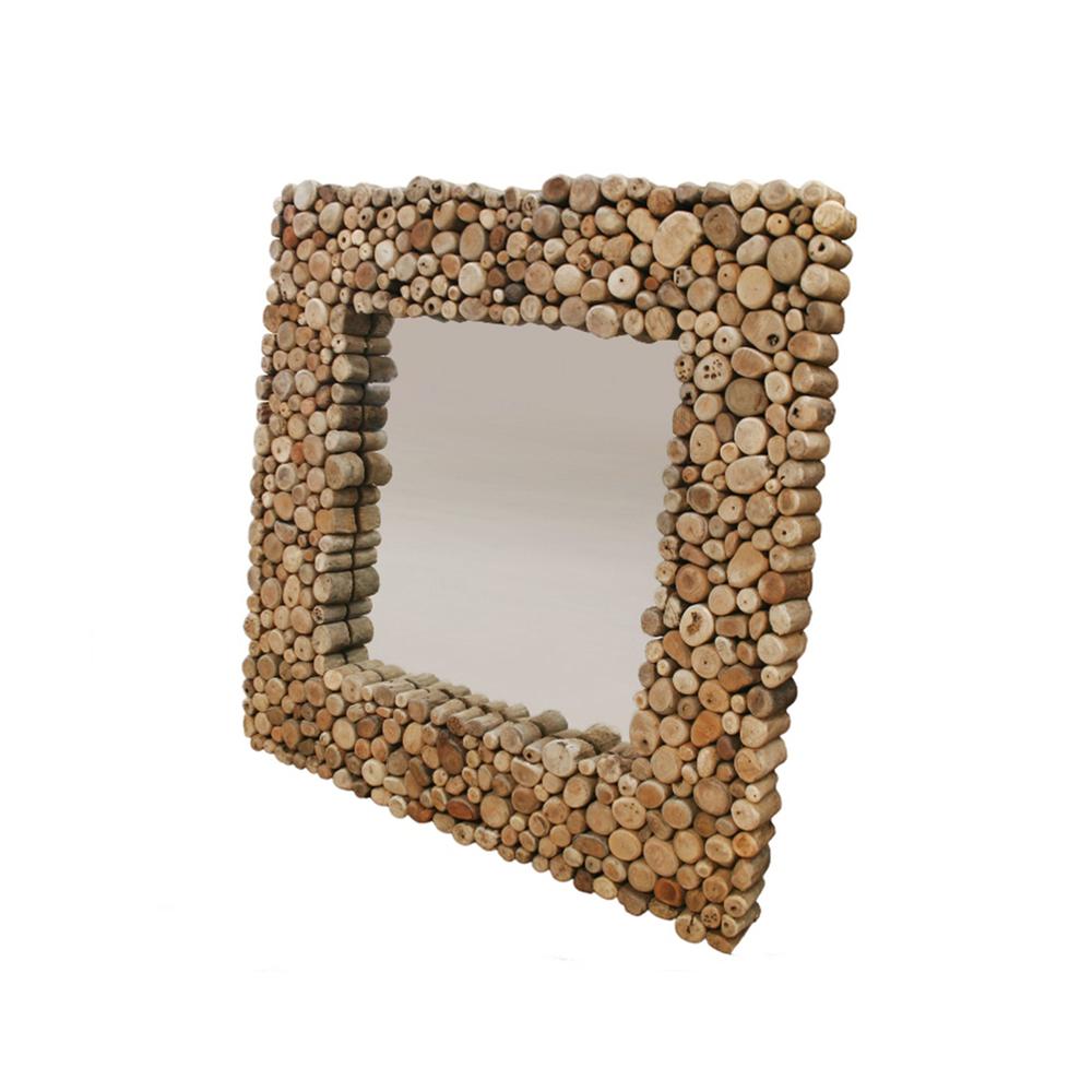 Natural Driftwood frame Mirror. 
Dimensions:
L 39'' x W 2'' x H 39''. Picture 1