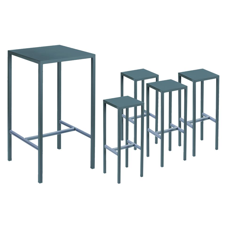 1 Bar Table & 4 Barstools Grey. Picture 1