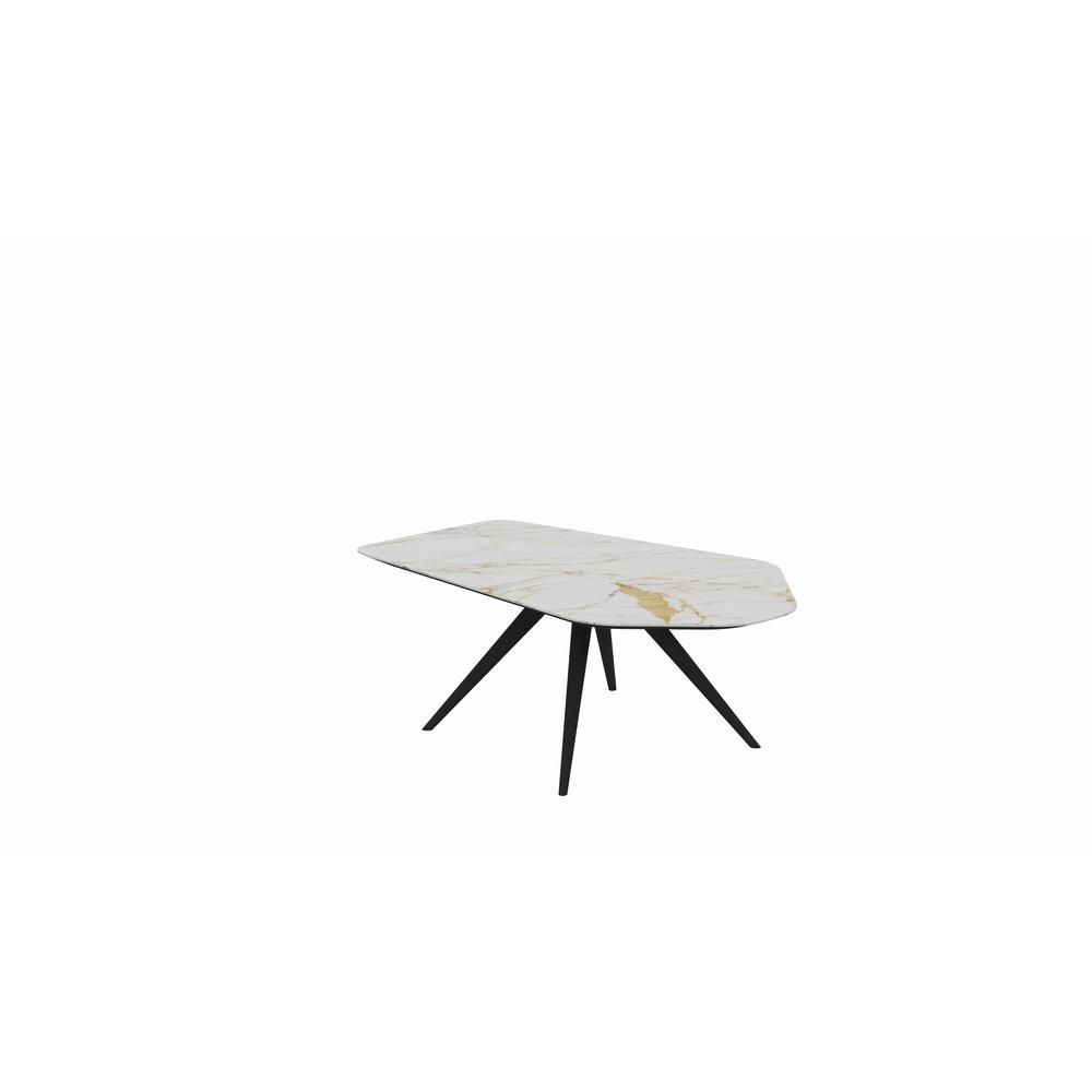 Shiny Ceramic top in Golden White with Solid beech legs. Picture 1