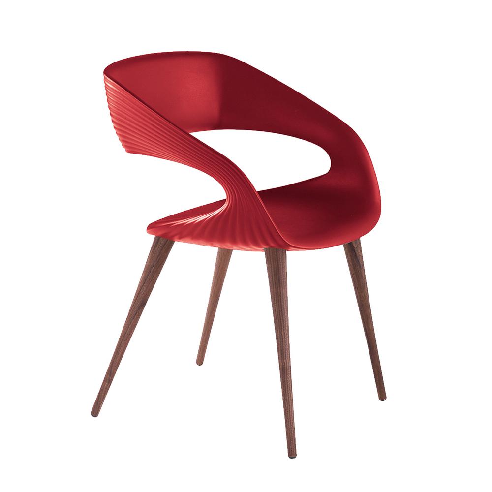 Shape Dining Chair RED with wood legs. Picture 1