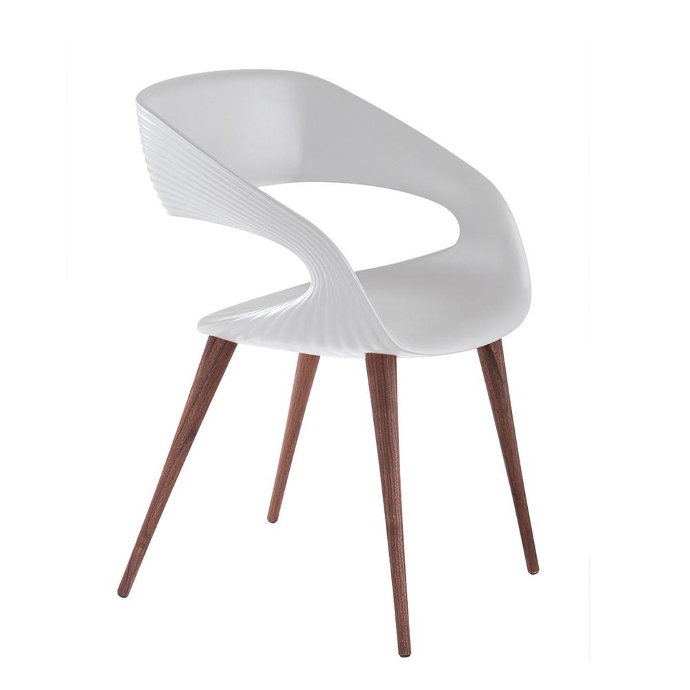 Shape Dining Chair WHITE with wood legs. Picture 1
