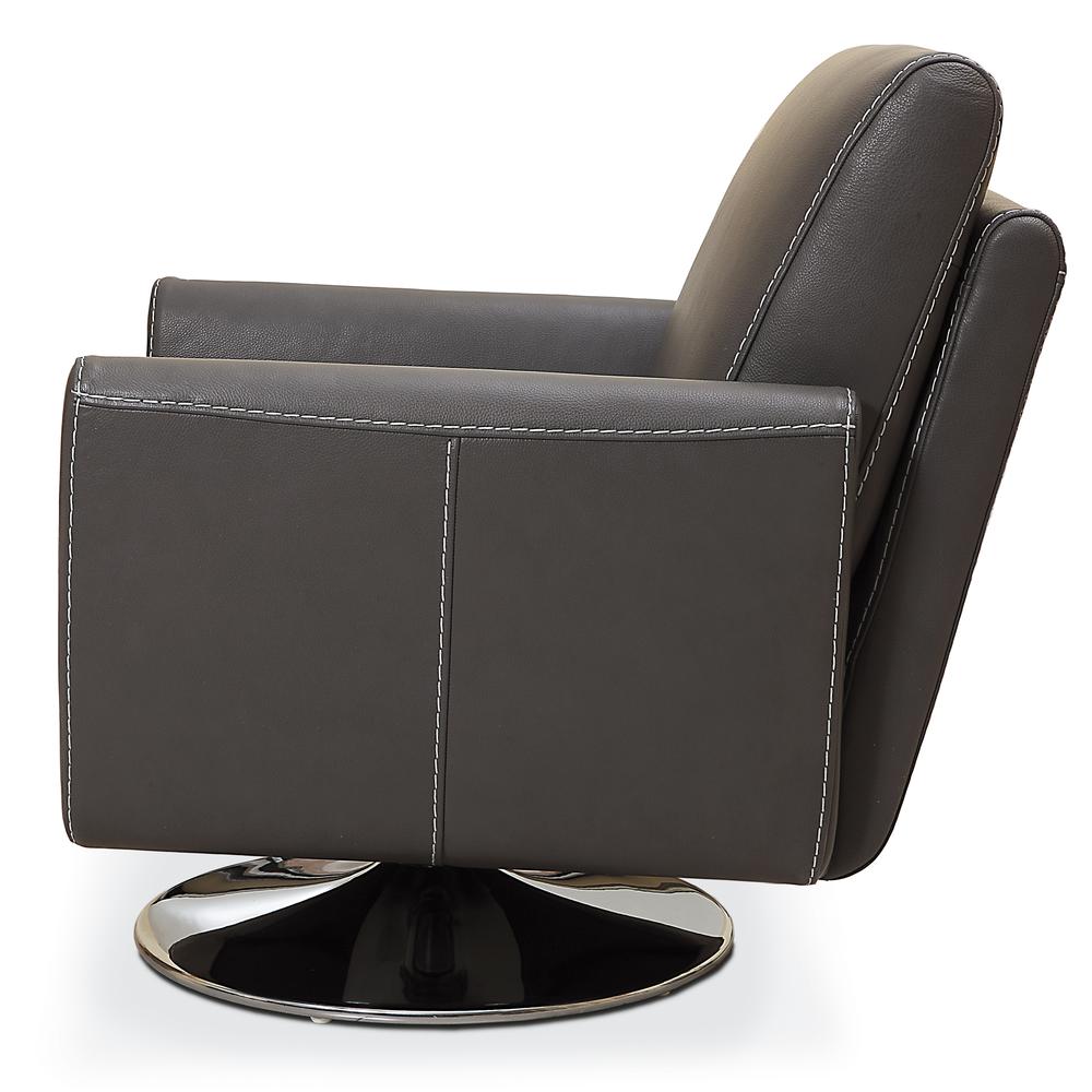 COLLECTION ALLEGRO Full Grain leather swivel chair with chrome base Dark Grey. Picture 3