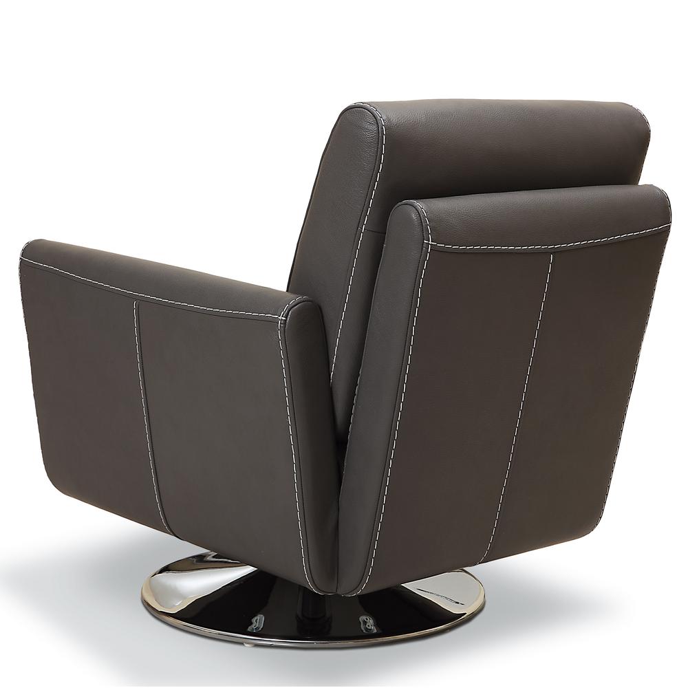 COLLECTION ALLEGRO Full Grain leather swivel chair with chrome base Dark Grey. Picture 4