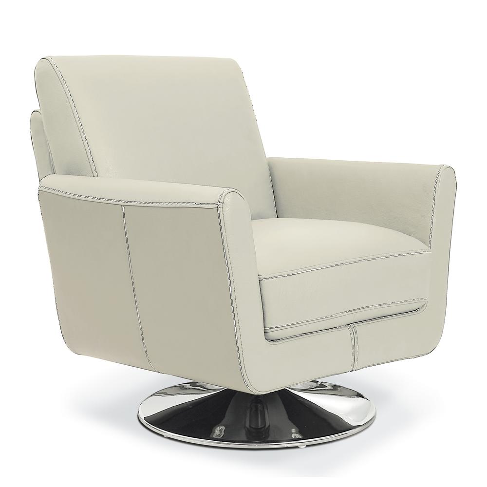 COLLECTION ALLEGRO Full Grain leather swivel chair with chrome base Light Grey. Picture 1