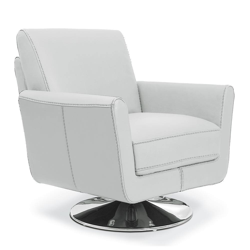 COLLECTION ALLEGRO Full Grain leather swivel chair with chrome base White. Picture 1