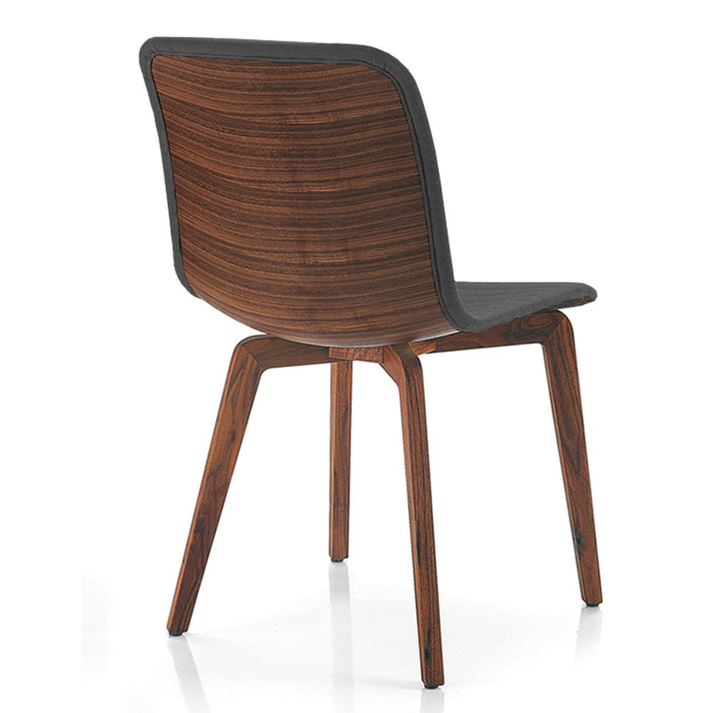 Vela Dining Chair GREY with walnut back. Picture 2
