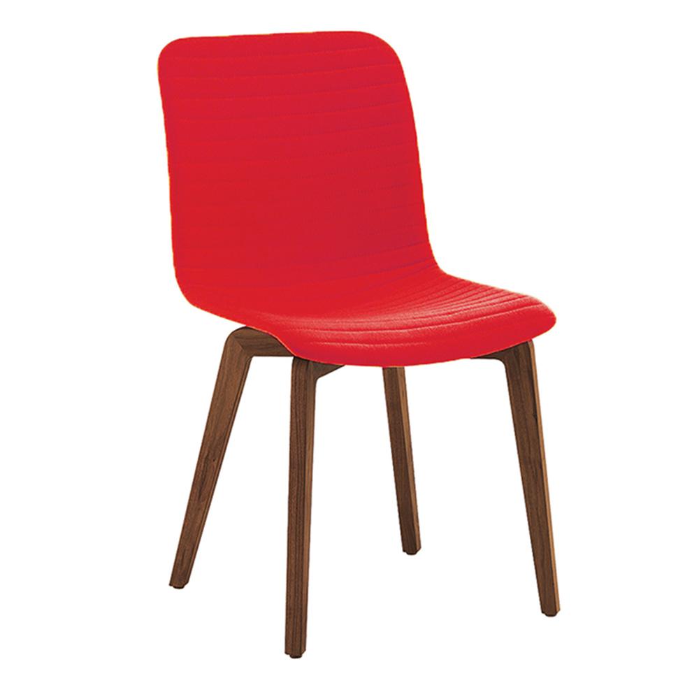 Vela Dining Chair RED with walnut back. Picture 3