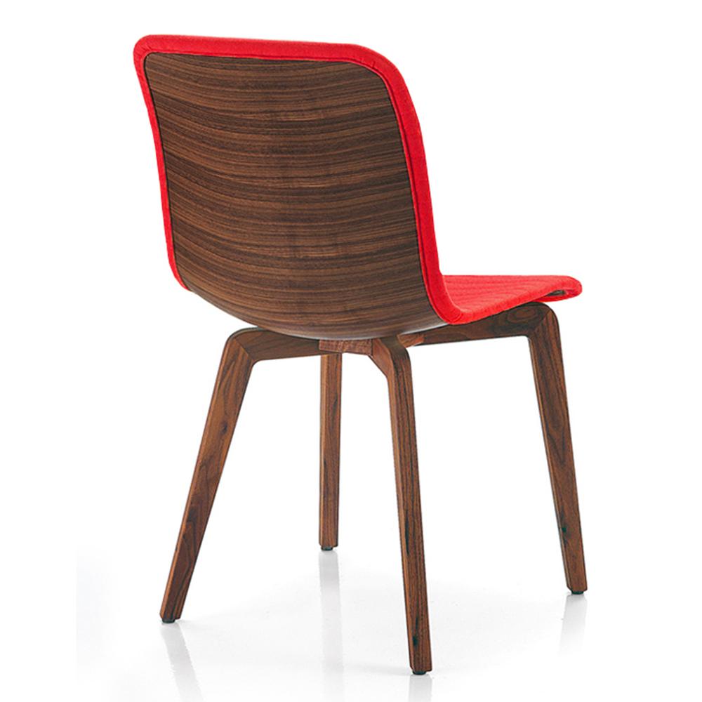 Vela Dining Chair RED with walnut back. Picture 2
