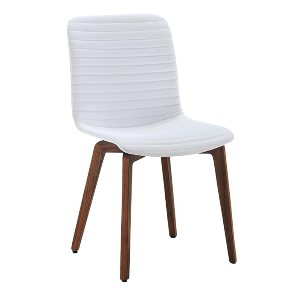 Vela Dining Chair WHITE with walnut back. Picture 4