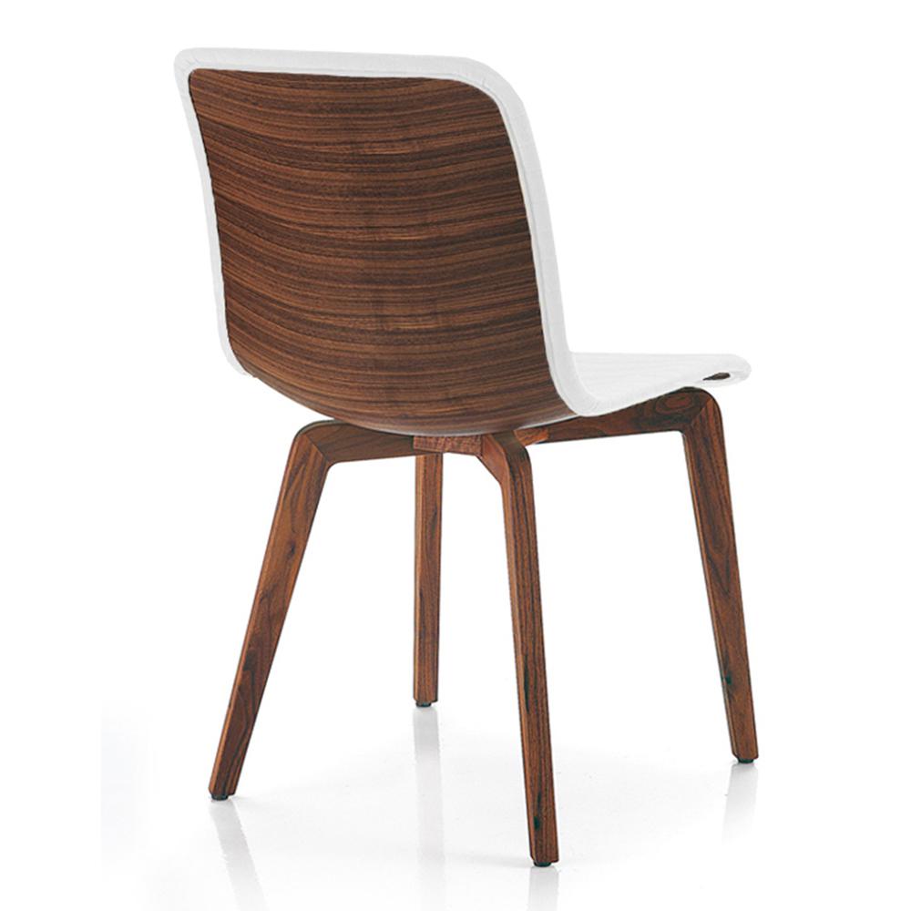 Vela Dining Chair WHITE with walnut back. Picture 1