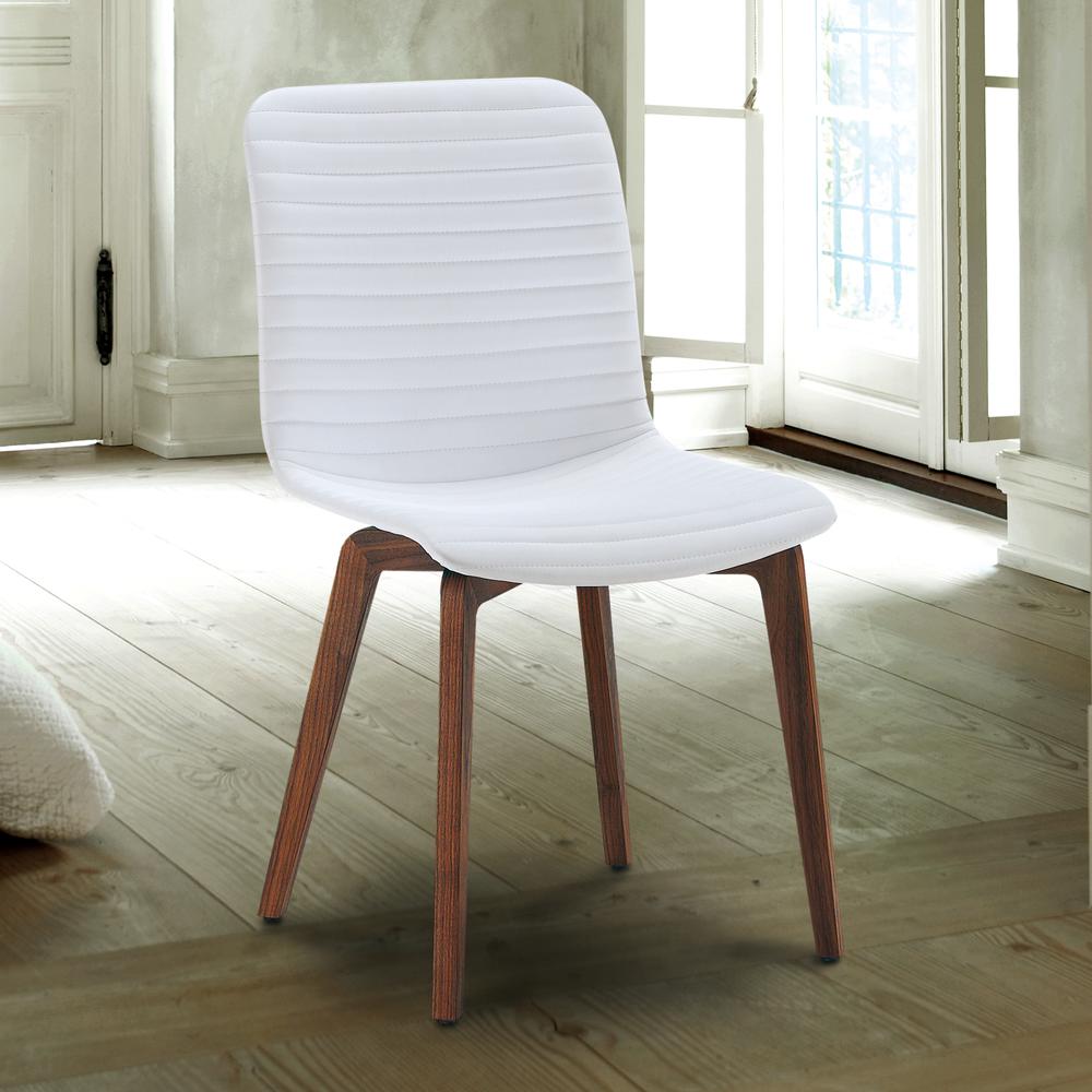Vela Dining Chair WHITE with walnut back. Picture 2