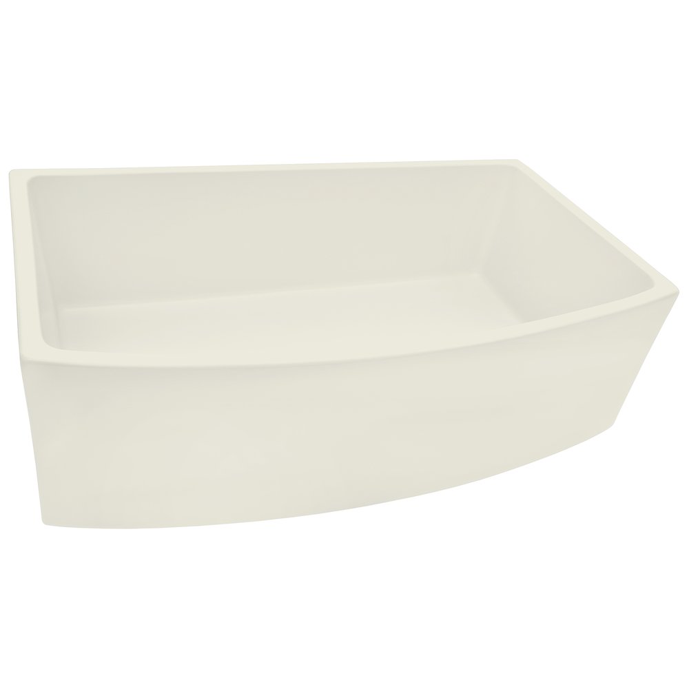 Ruvati 33 inch Fireclay Curved Front Apron Farmhouse Kitchen Sink Single Bowl - Biscuit - RVL2398BS. Picture 1