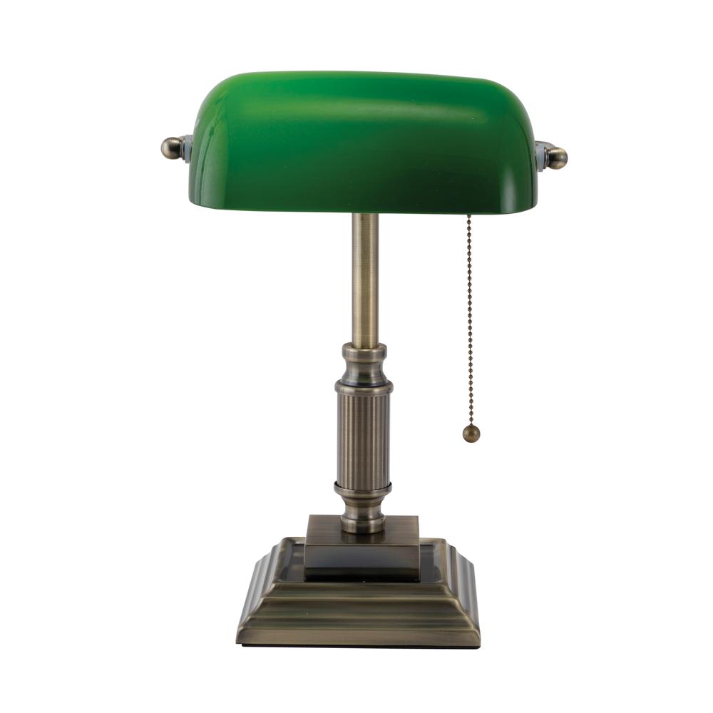 V-Light 14.75 inch Bronze LED Bankers Lamp with Green Shade. Picture 2