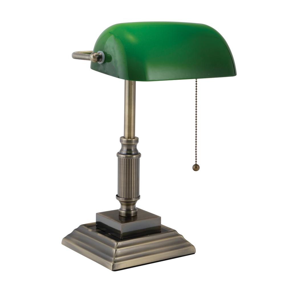 V-Light 14.75 inch Bronze LED Bankers Lamp with Green Shade. Picture 3