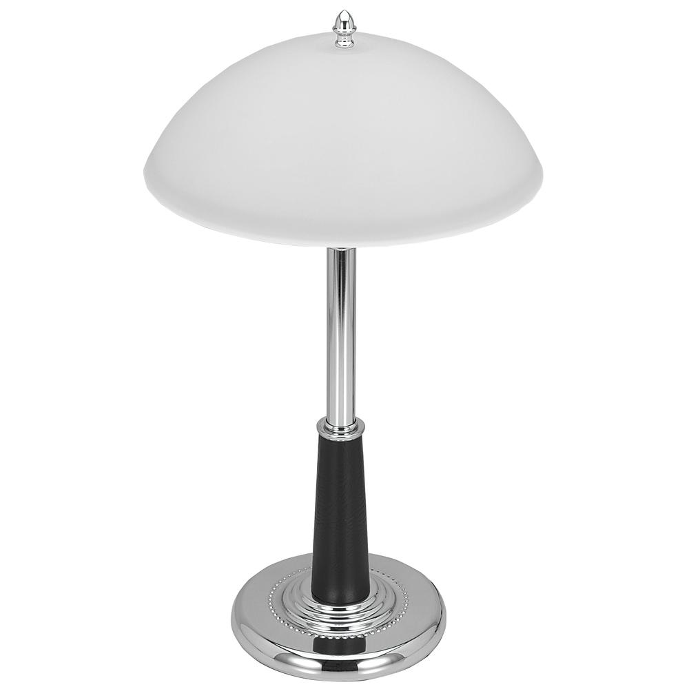 V-Light 24 inch Chrome Black Leather Executive Desk Lamp. Picture 1