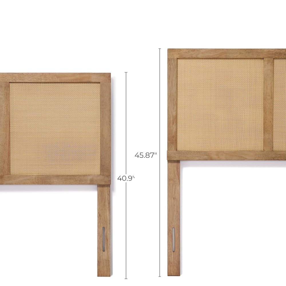 Natural Finish Rubberwood with Rattan Panels Headboard, Queen. Picture 10