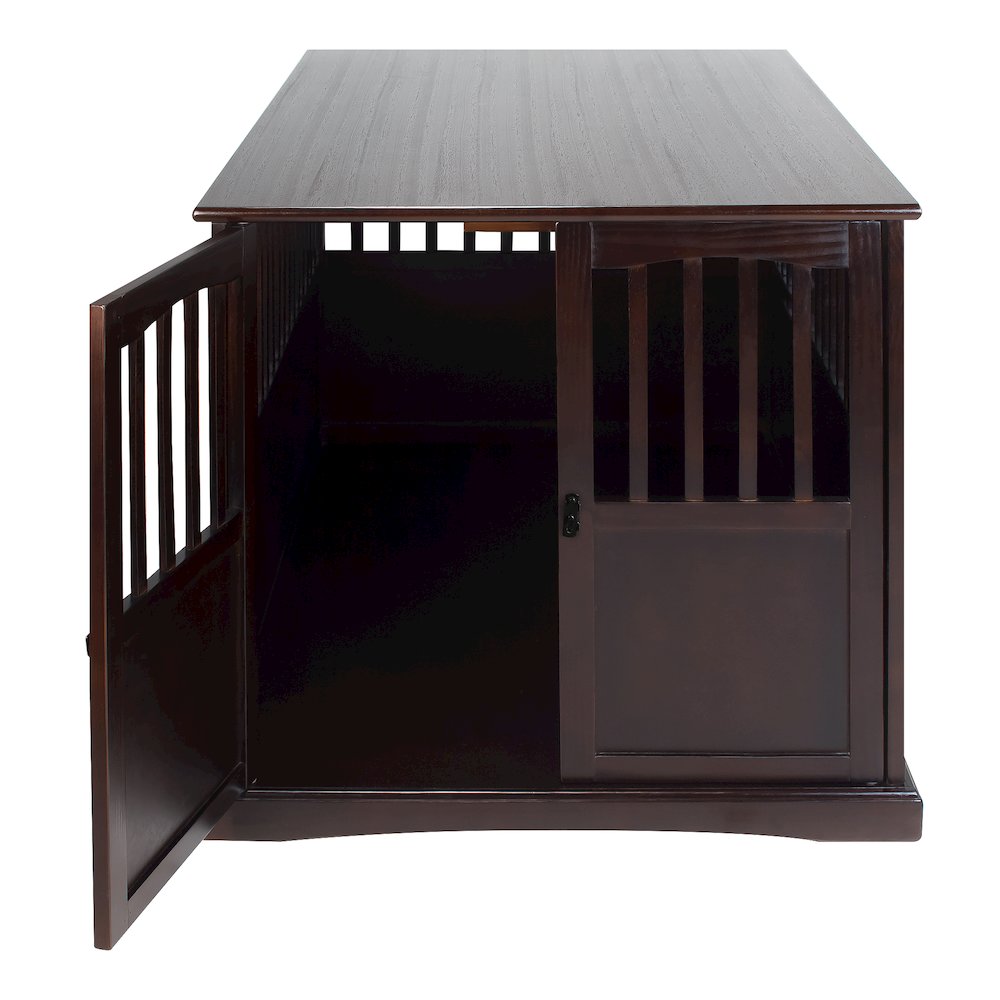 Wooden Extra Large Pet Crate Espresso End Table. Picture 6