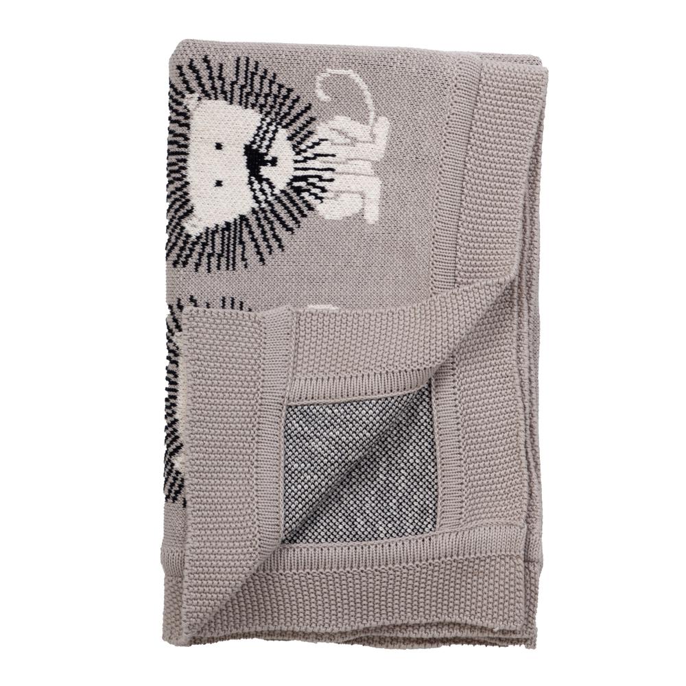 Lion King Transitional Light Gray KNITTED 32" X 40"  Baby Blanket. Picture 4