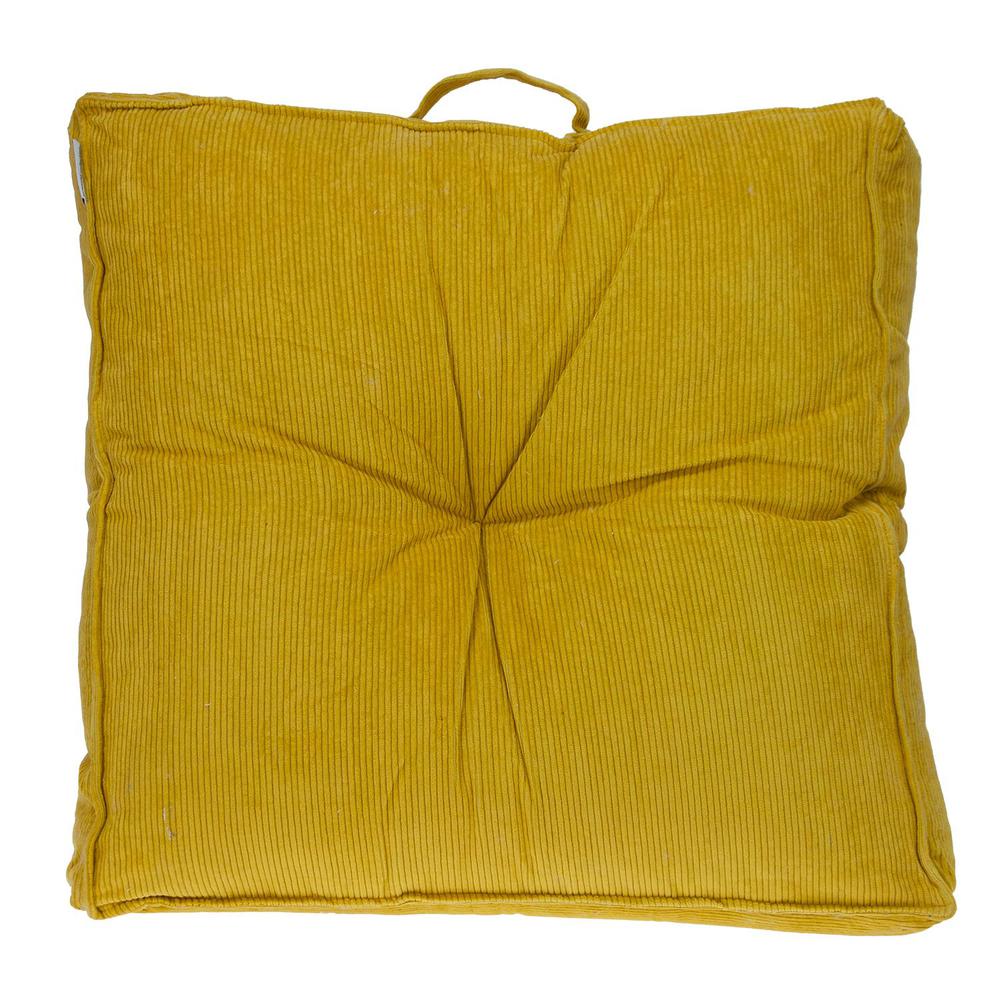 Parkland Collection Alena Transitional Yellow Floor Pillow. Picture 1