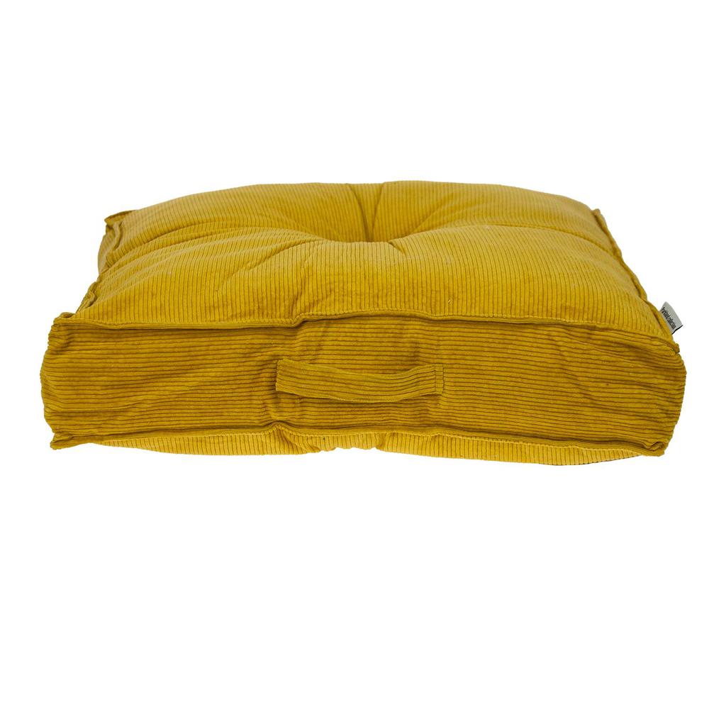 Parkland Collection Alena Transitional Yellow Floor Pillow. Picture 3