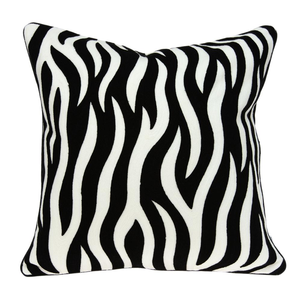 Parkland Collection Simba Black and White Zebra Throw Pillow. Picture 1