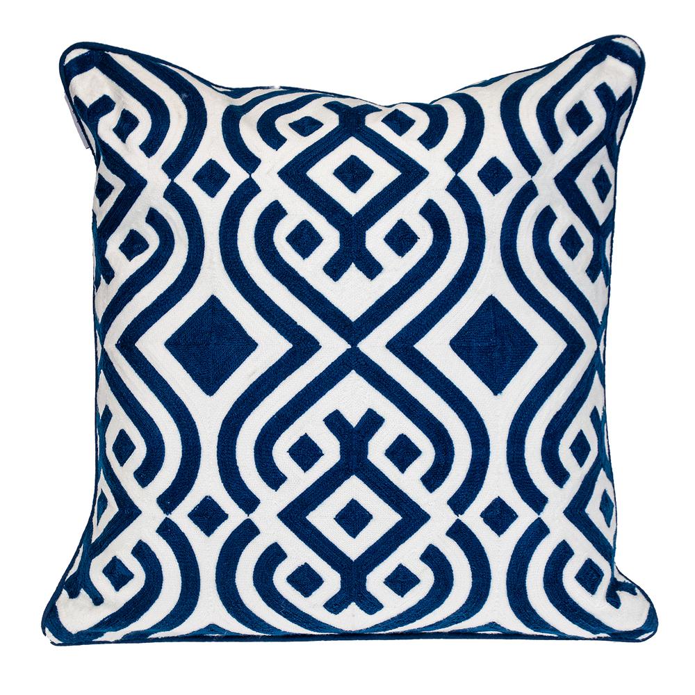 Parkland Collection Transitional Geometric Blue Square Pillow, 20x 20. Picture 1