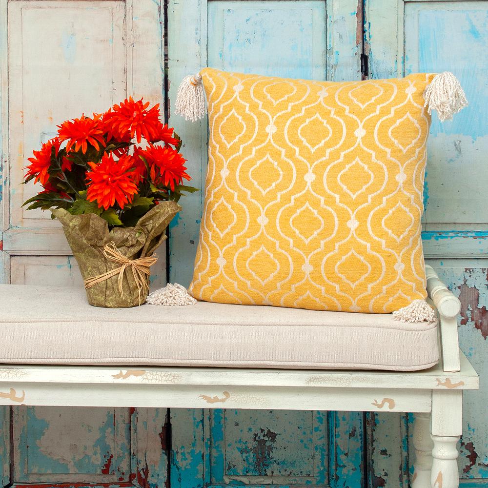 Parkland Collection Delilah Transitional Yellow Throw Pillow. Picture 2