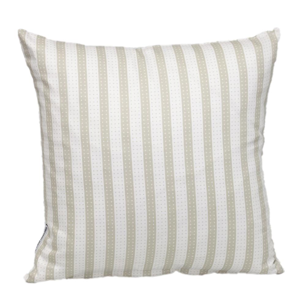 Parkland Collection Transitional Striped White Square 16" x 16" Pillow. Picture 1