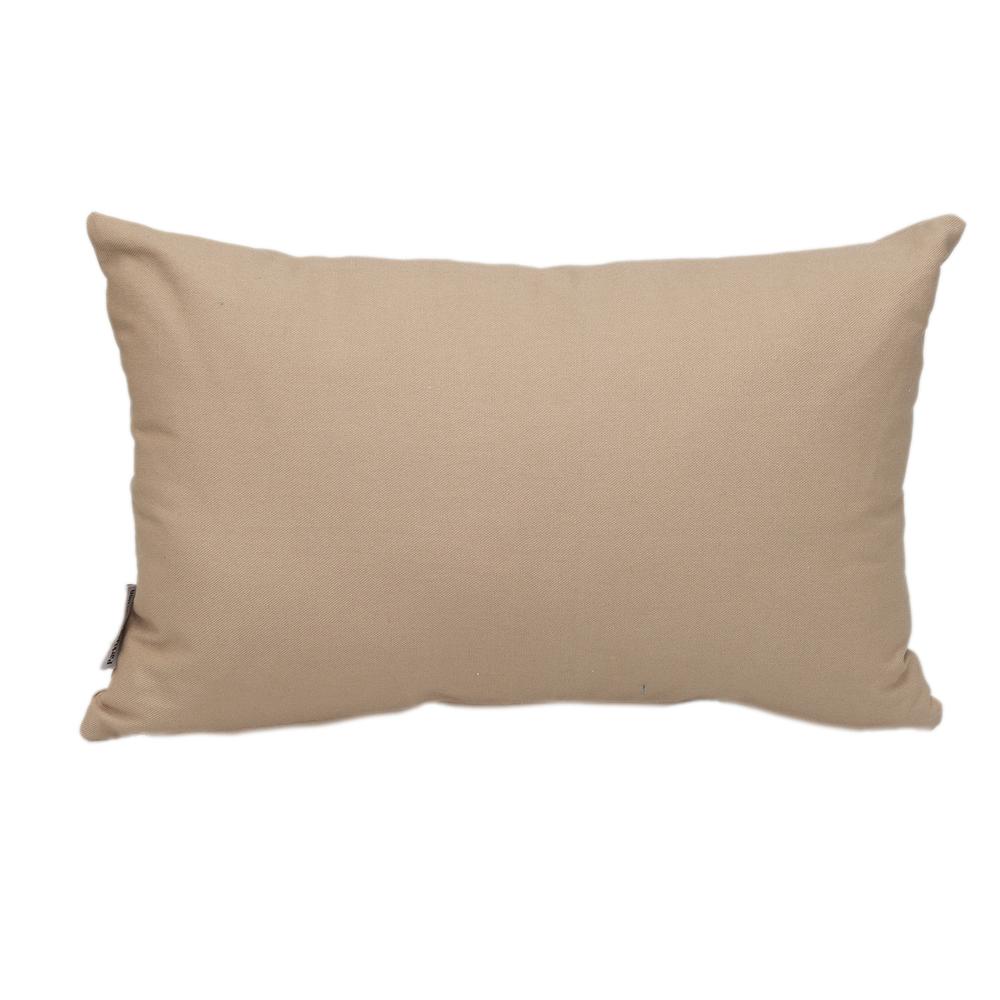 Parkland Collection Transitional Solid Beige Rectangle 18" x 12" Pillow. Picture 1