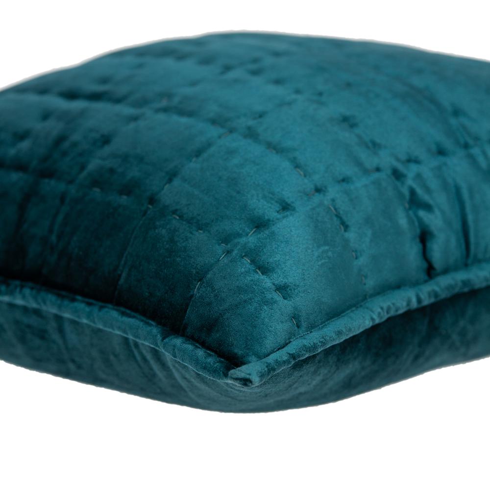 Parkland Collection Cyrene Teal Solid Quilted Throw Pillow. Picture 4