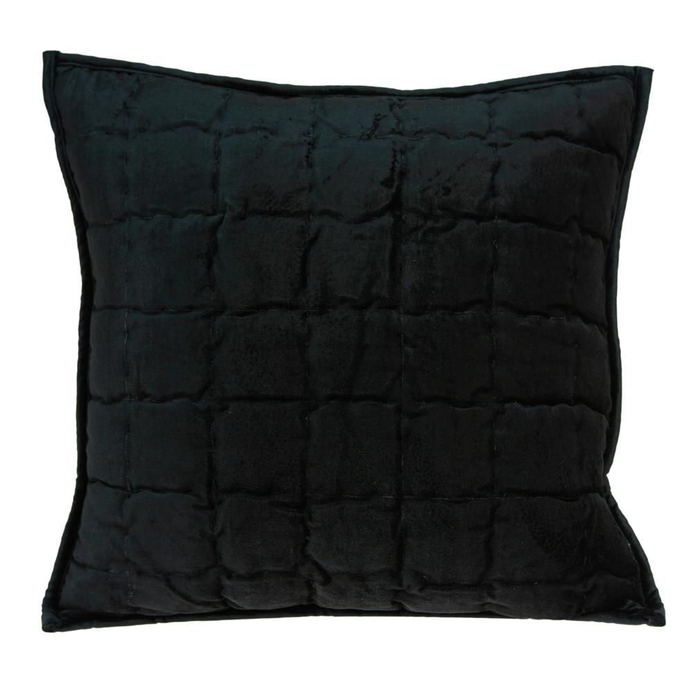 Parkland Collection Delos Black Solid Quilted Throw Pillow. Picture 1