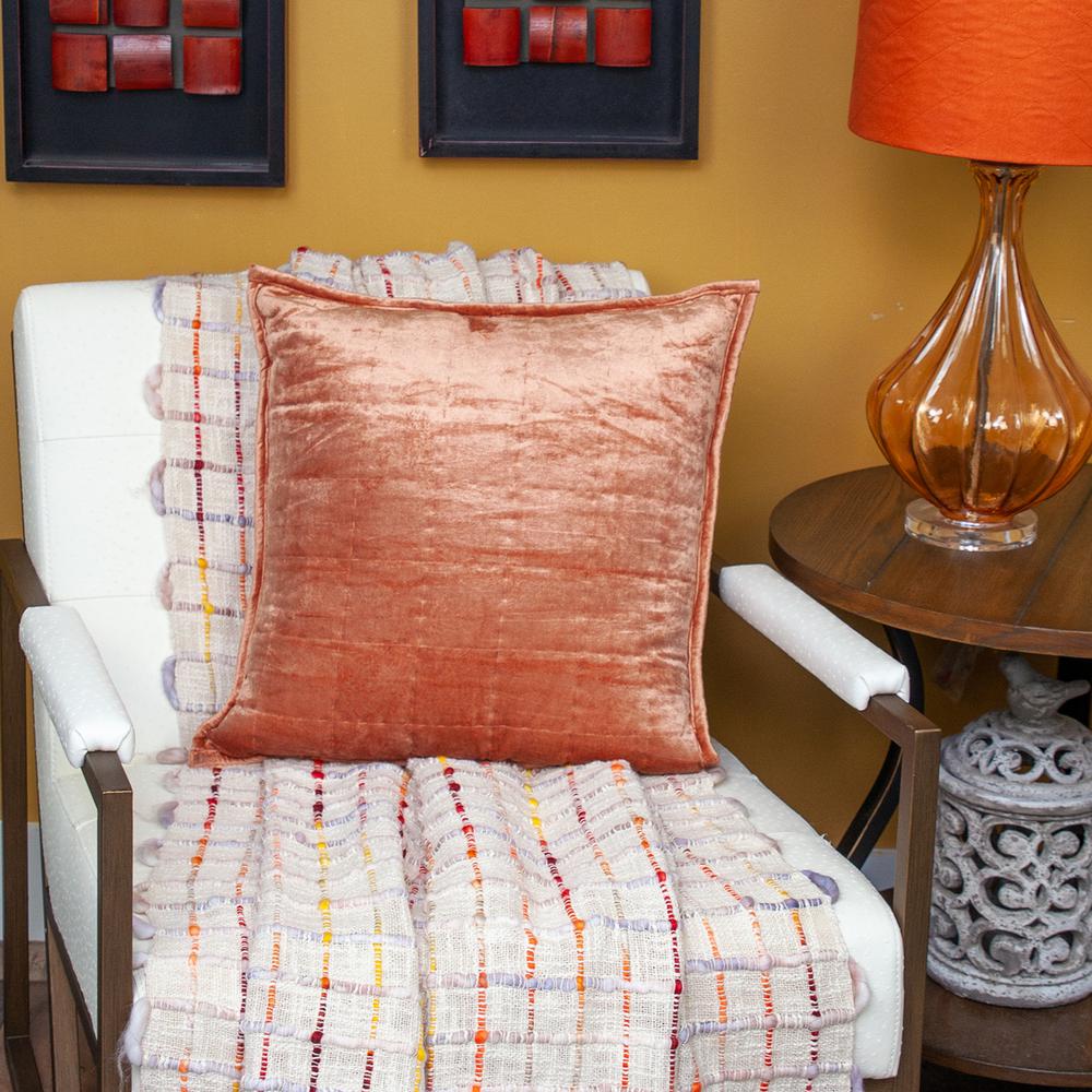 Parkland Collection Delphi Orange Solid Quilted Throw Pillow. Picture 6