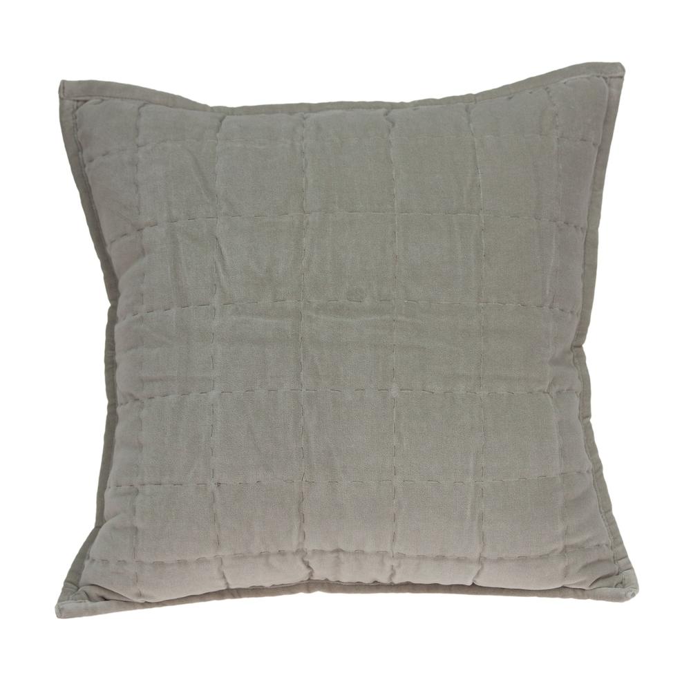 Parkland Collection Kavi Gray Solid Quilted Throw Pillow. Picture 1