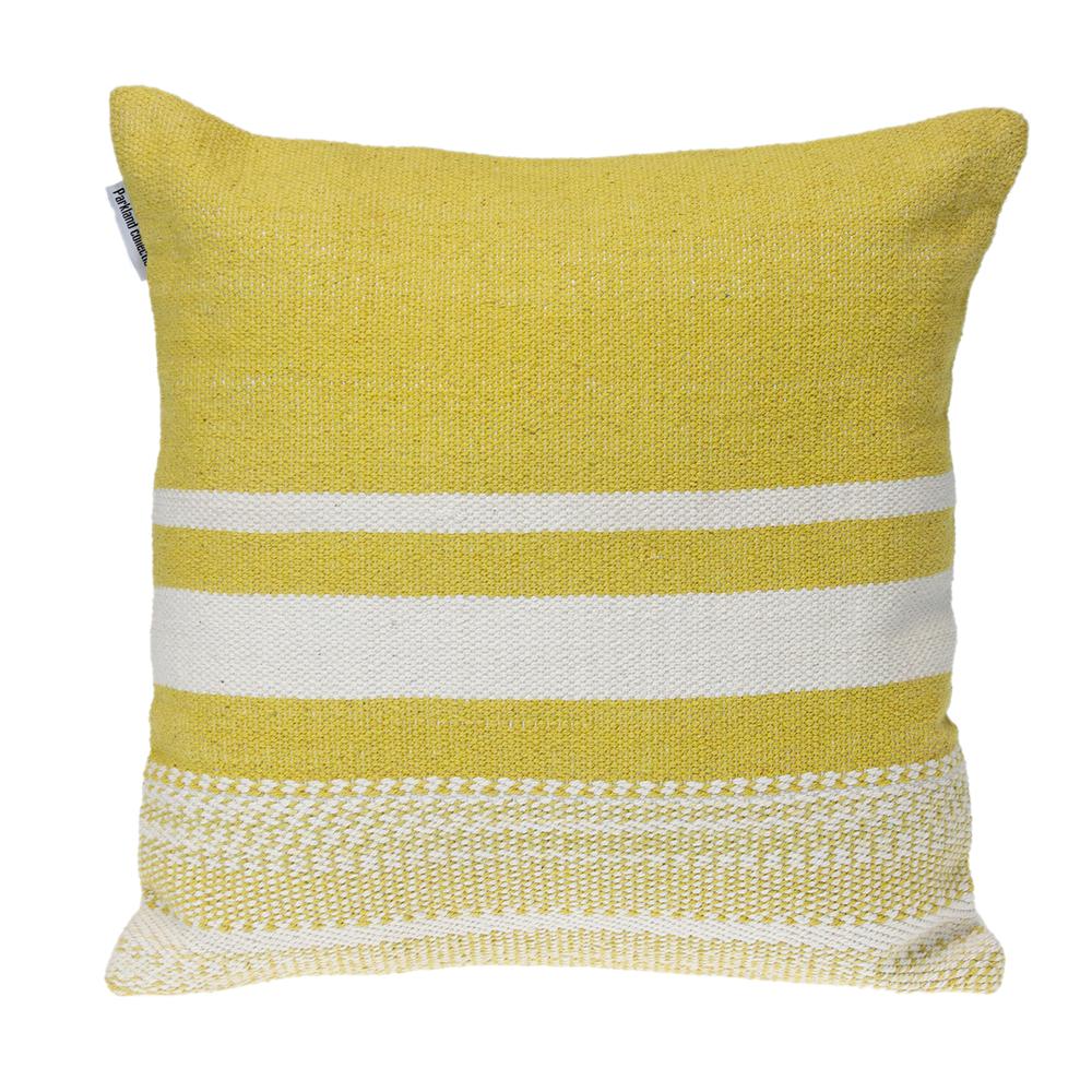 Parkland Collection Transitional Striped Yellow Square 18" x 18" Pillow. Picture 1