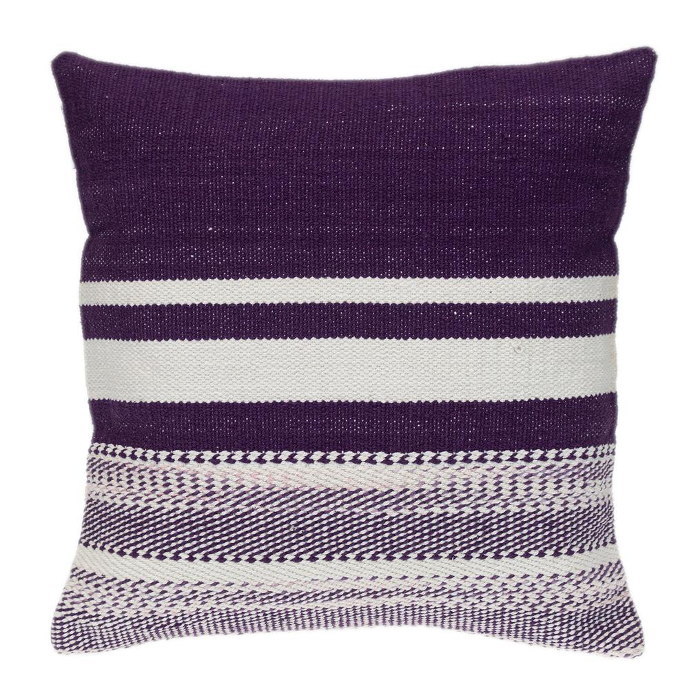 Parkland Collection Transitional Striped Purple Square 18" x 18" Pillow. Picture 1