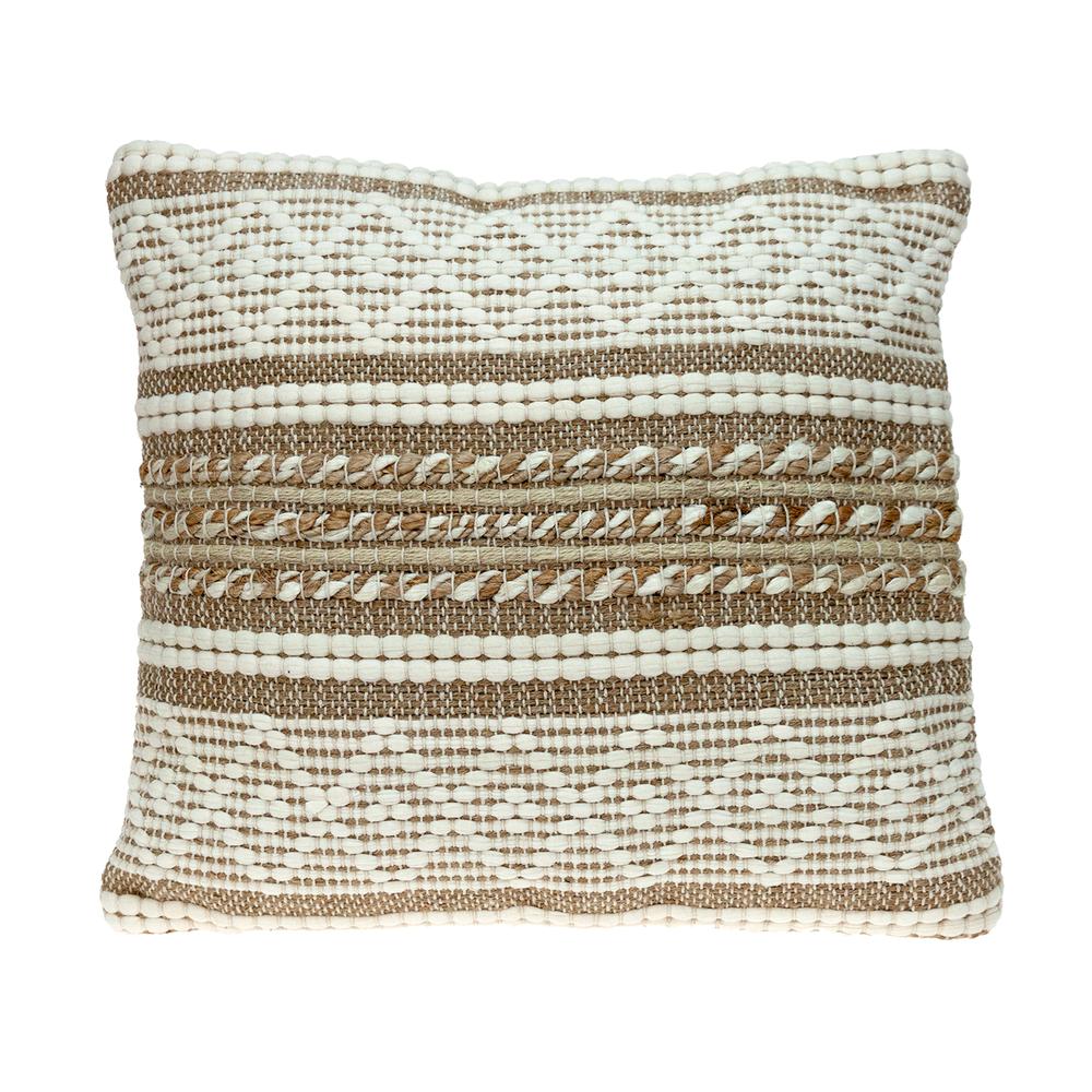 Parkland Collection LenNOn Transitional Beige Throw Pillow. Picture 1