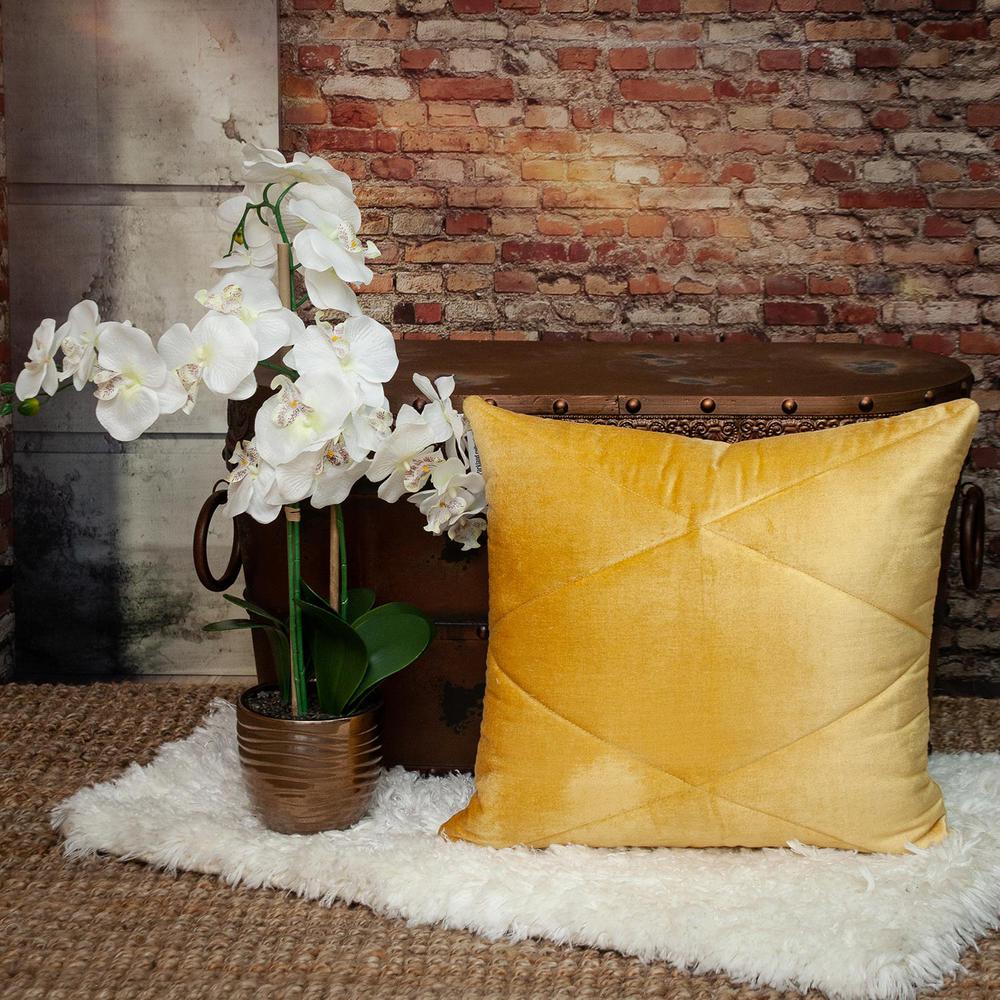 Parkland Collection Transitional Quilted Yellow Throw Pillow. Picture 6