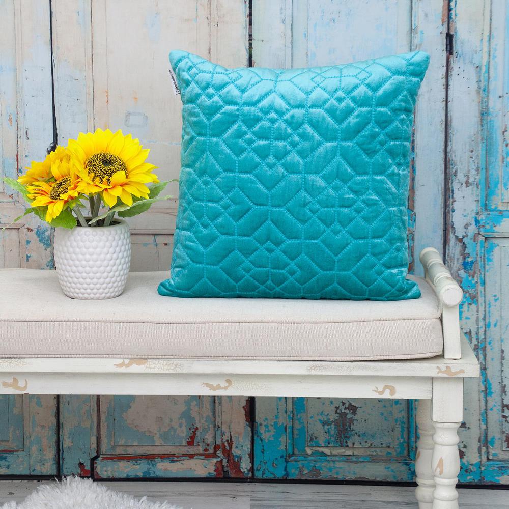 Parkland Collection Sora Transitional Quilted Aqua Throw Pillow. Picture 6