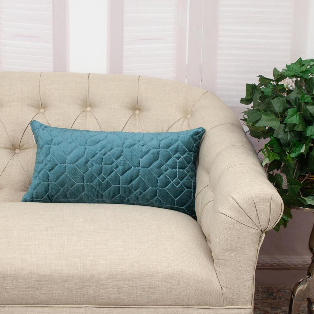 Parkland Collection Sora Transitional Quilted Teal Throw Pillow. Picture 6