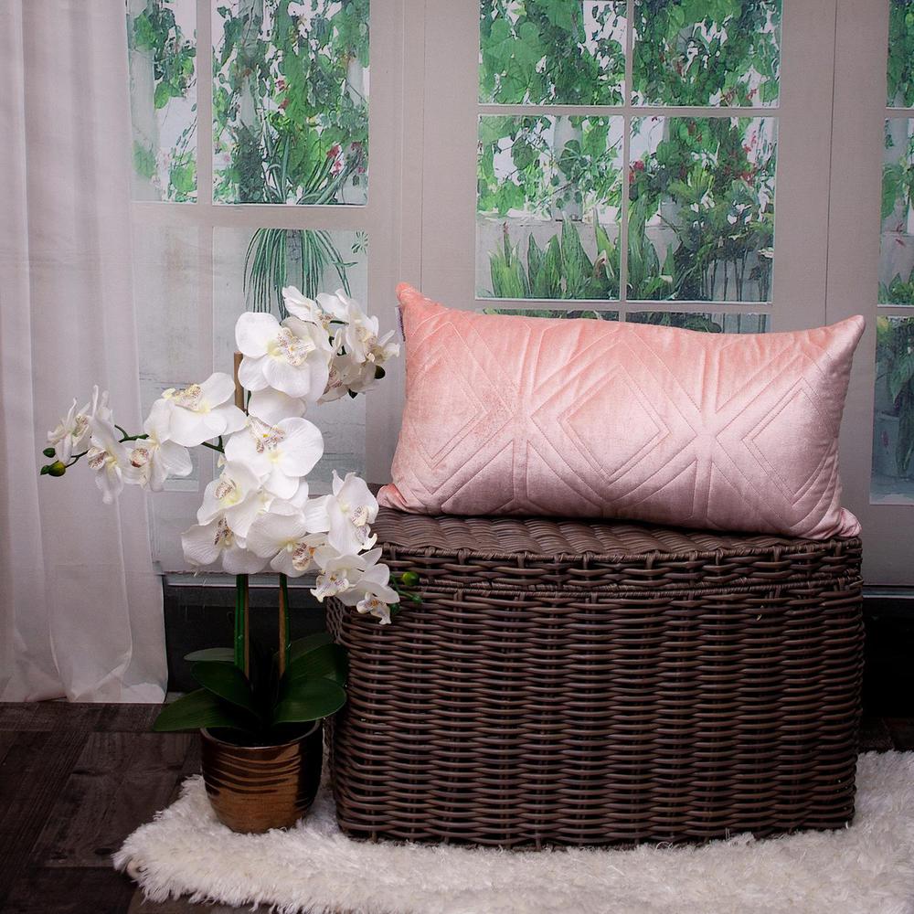 Parkland Collection Reta Transitional Quilted Pink Throw Pillow. Picture 5