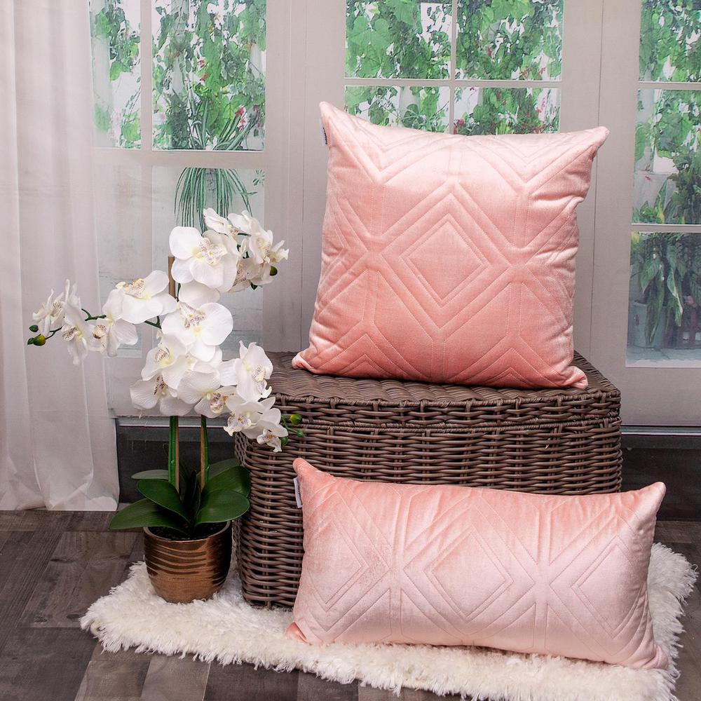Parkland Collection Reta Transitional Quilted Pink Throw Pillow. Picture 6