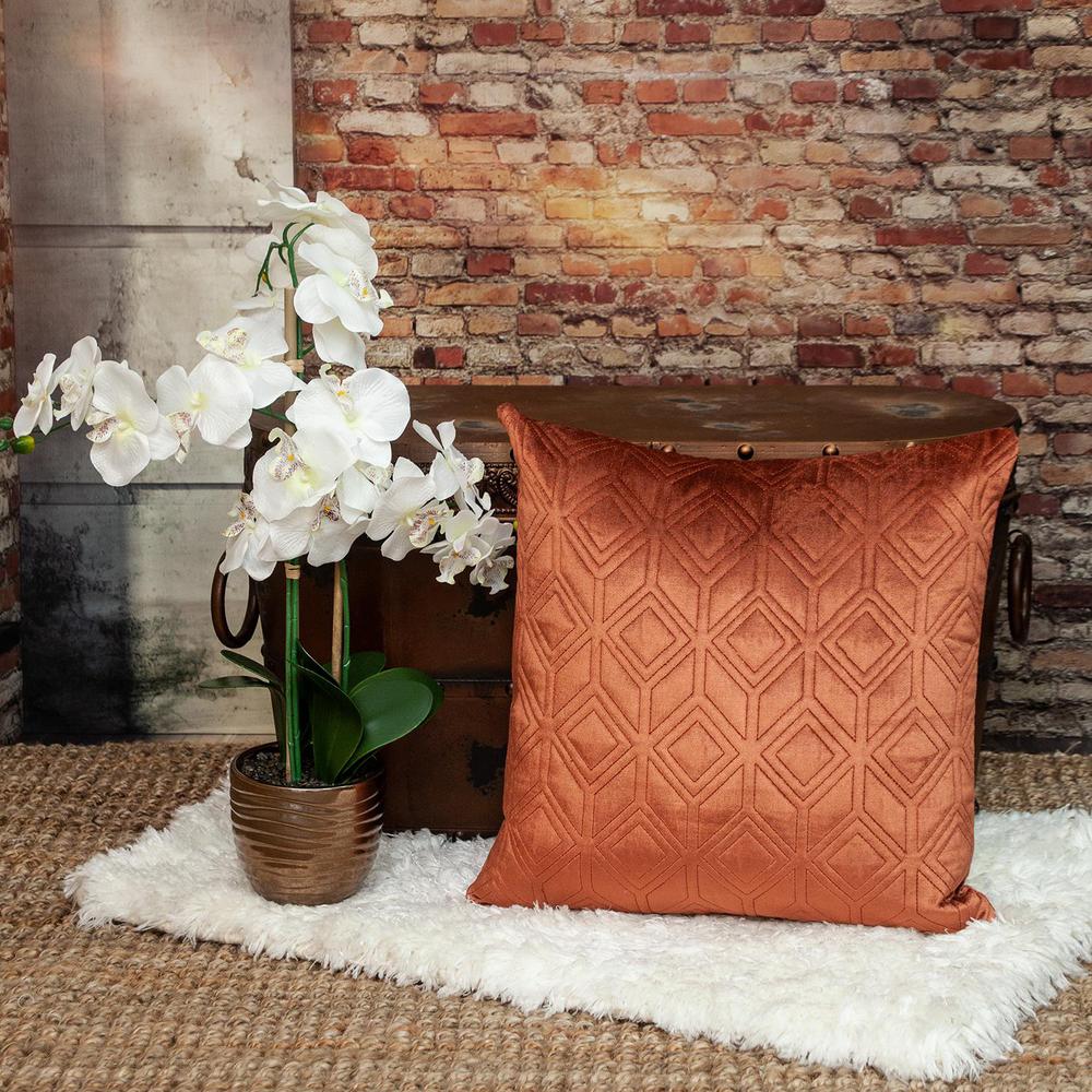 Parkland Collection  Transitional Quilted Burnt Orange Throw Pillow. Picture 6